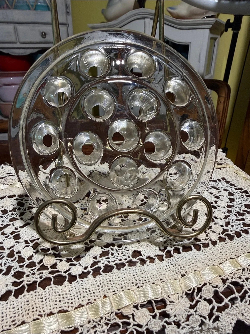 Vintage 16 hole flower frog 5”